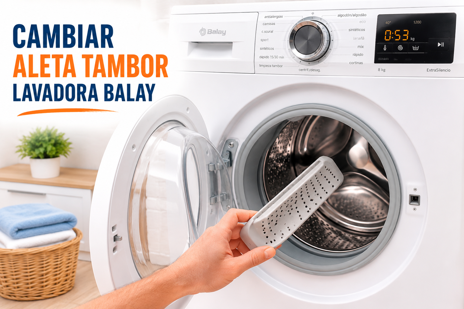 Cómo cambiar la aleta del tambor de una lavadora Balay