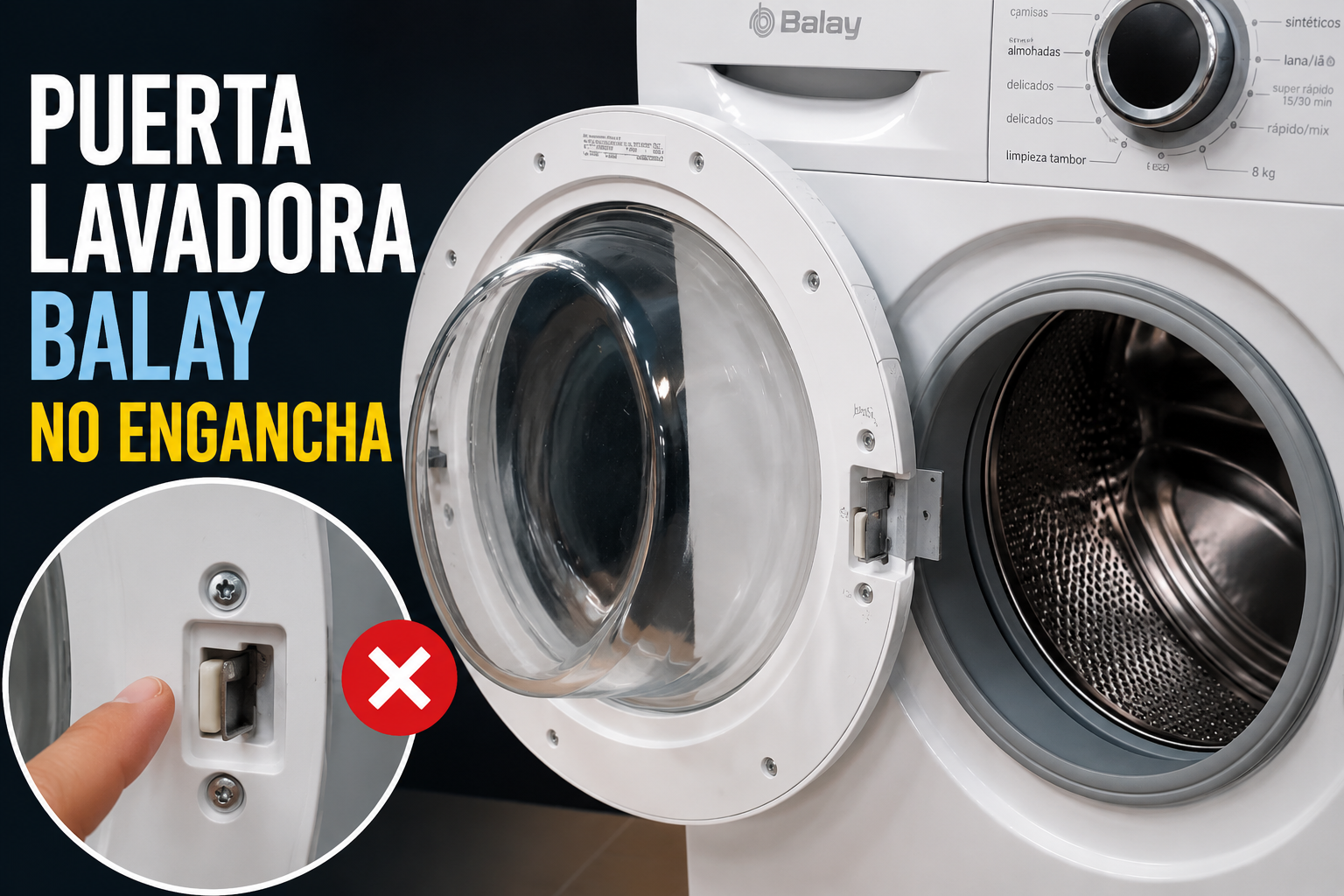 Como cambiar el cierre de la puerta de una lavadora Balay