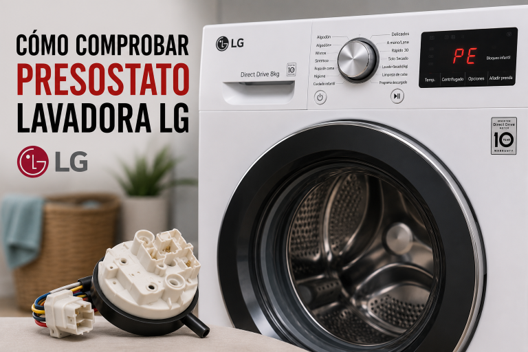 Cómo comprobar el presostato de una lavadora LG con un multímetro (error PE)