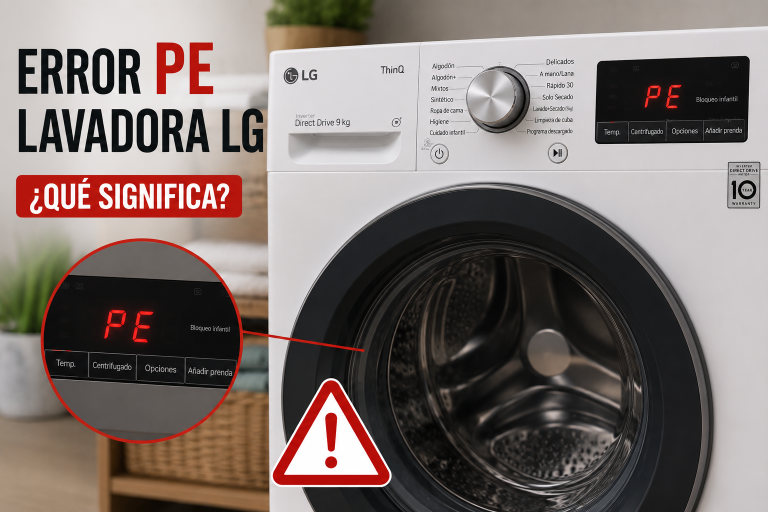 Error PE en lavadora LG: qué significa y cómo cambiar el presostato