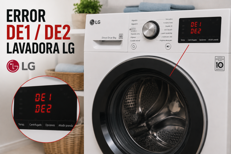 Error dE1 / dE2 en lavadora LG: qué significa y cómo cambiar el cierre de puerta