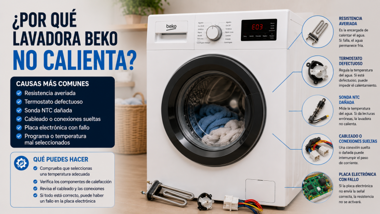 Por qué la lavadora Beko no calienta el agua: causas y solución