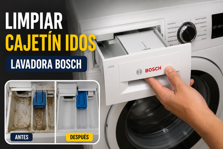 Cómo limpiar y vaciar el cajetín i-DOS de una lavadora Bosch (y evitar el error E:10)