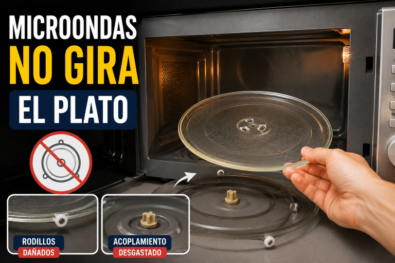 El microondas no gira el plato: causas y cómo arreglarlo