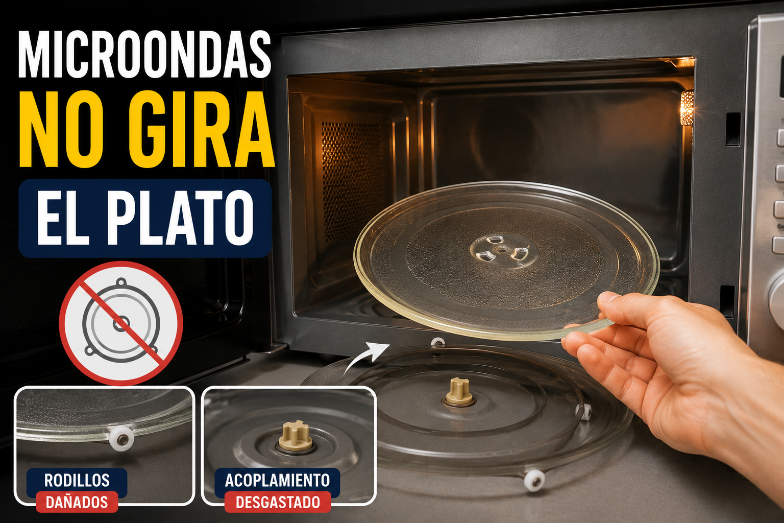 El microondas no gira el plato: causas y solucion