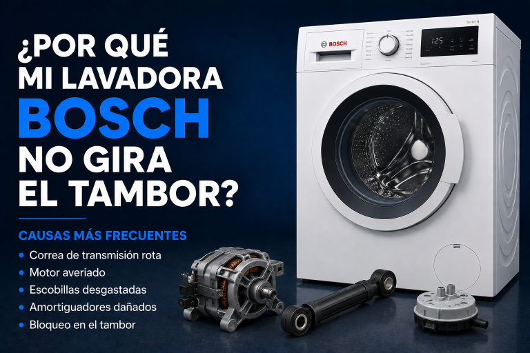 Lavadora Bosch no gira el tambor: 4 causas y solucion