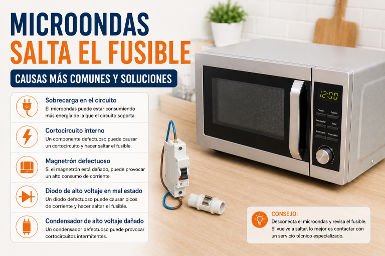 El microondas funde el fusible (o salta el diferencial): causas