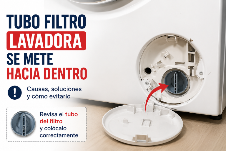 Qué hacer si el tubo del filtro de la lavadora se mete hacia dentro
