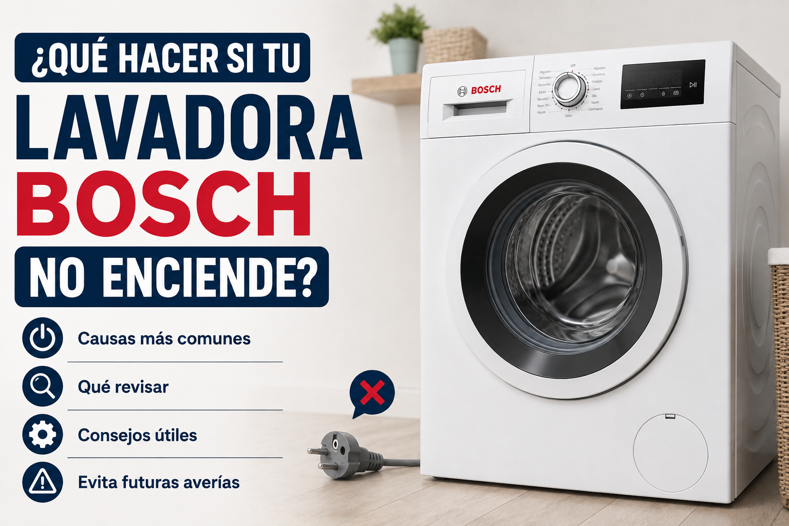 Que hacer si tu lavadora Bosch no enciende